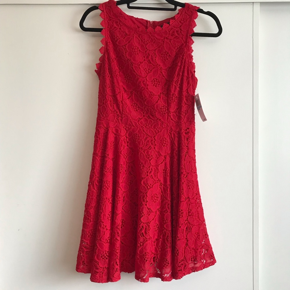 lace fit and flare dress